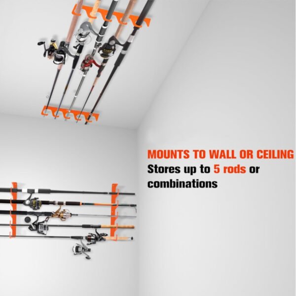 3pcs Fishing Rod Rack Orange, Rubber Coated Metal Fishing Rod Rack, Living Room Wall Display Rack, Horizontal Wall Storage Rack, Garden Villas Fishing Rod Rack For Living Room, Garage, Bedroom Fishing - Image 8