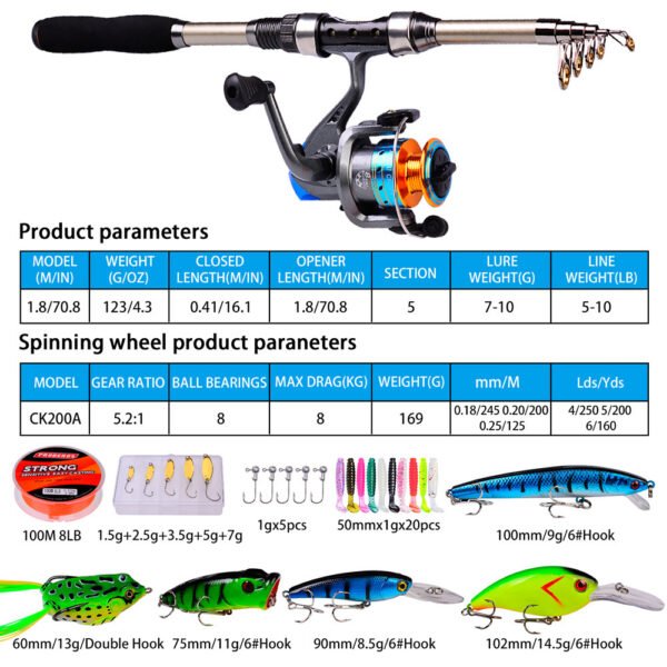 Casting Fishing Reel And Rod Package Combined Carbon Fiber - Image 5