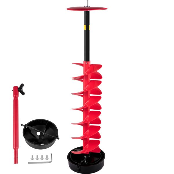 VEVOR Ice Drill Auger, Diameter Nylon Ice Auger, Length Ice Auger Bit,Auger Drill With  Extension Rod,Auger Bit W Drill Adapter,Top Plate & Blade Guard For Ice Fishing Ice Burrowing Red - Image 6